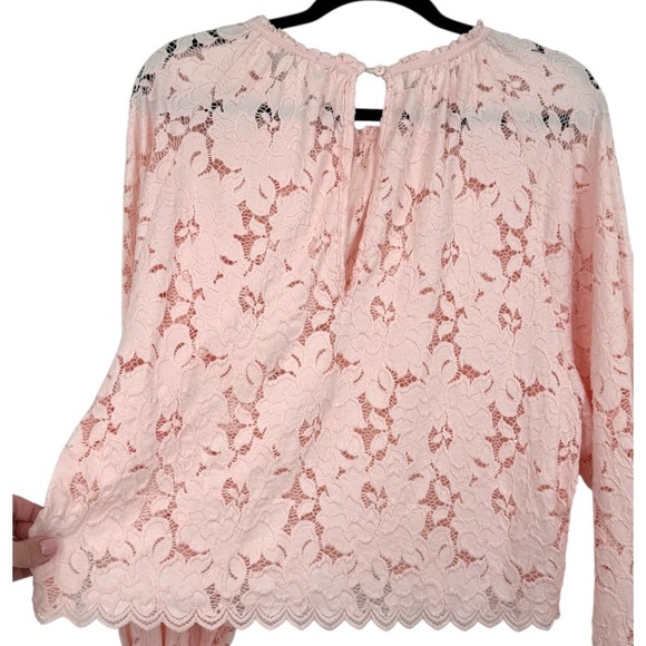 Free People Olivia Balloon Sleeve Floral Lace Blouse Top Pink‎ Boho Festival XS - Picture 11 of 16